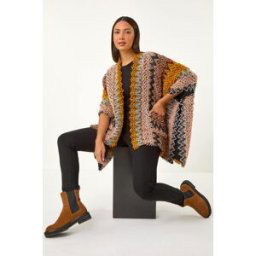 Roman Boucle Patterned Cape one size female