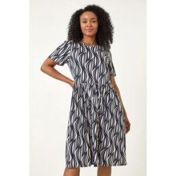 Roman Petite Geometric Pocket Dress 8 female