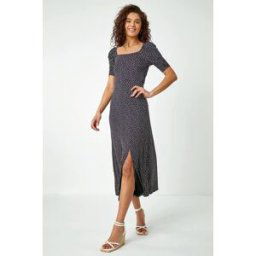 Roman Polka Dot Print Midi Dress 8 female