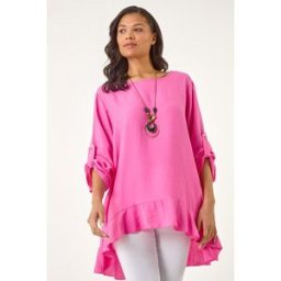 Roman Necklace Frill Hem Tunic Top L female