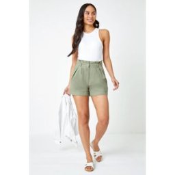 Dusk Paperbag Waist Linen Mix Shorts 8 female