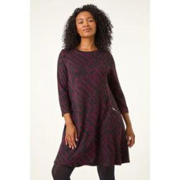 Roman Petite Zip Detail Abstract Dress 8 female