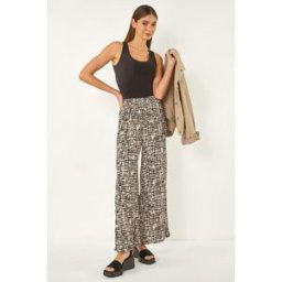 Roman Textured Print Elastic Waist Stretch Trouser M female