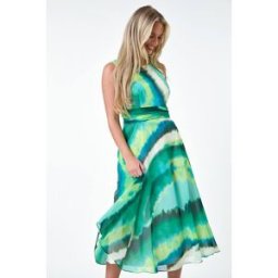 Roman Petite Sleeveless Abstract Print Midi Dress 8 female