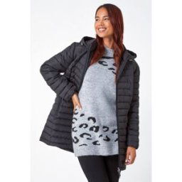 Roman Petite Quilted Longline Puffer Coat 8 female