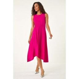 Dusk Asymmetric Stretch Midi Dress 8 female