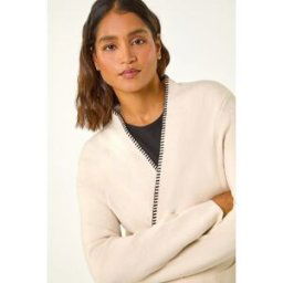 Roman Longline Whipstitch Pocket Cardigan one size female