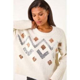 Roman Zig Zag Diamond Detail Knit Jumper one size female