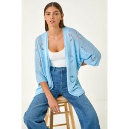 Roman Pointelle Heart Knit Cardigan M female