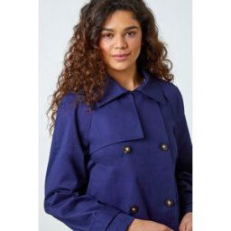 Roman Cotton Blend Cropped Stretch Trench Coat 16 female