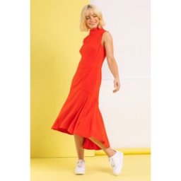 Dusk High Neck Dipped Hem Midi Dress 8 female