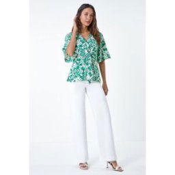 Lilly and Hope Floral Print V-Neck Wrap Tie Top 10 female