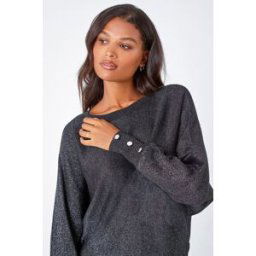 Lilly and Hope Glitter Button Cuff Jumper 12 female