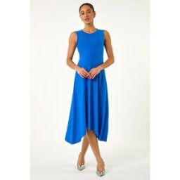Dusk Asymmetric Stretch Midi Dress 8 female