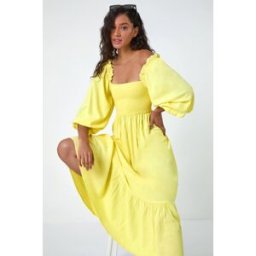 Dusk Shirred Bodice Tiered Maxi Dress 8 female