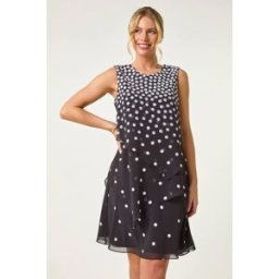 Roman Petite Spot Layered Tier Dress 8 female