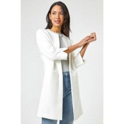 Roman 3/4 Sleeve Textured Longline Jacket 18 female