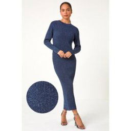 Roman Petite Shimmer Ribbed Knit Dress 8 female