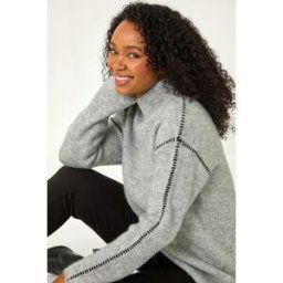 Roman Petite Contrast Stitch Stretch Jumper 18 female