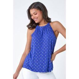 Lilly and Hope Metallic Foil Sun Halter Neck Top 18 female