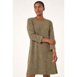 Roman Wave Textured Stretch A-Line Dress 14 female