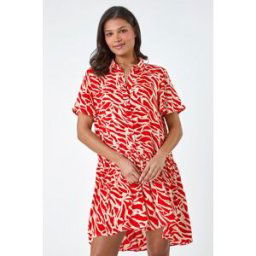 Lilly and Hope Animal Print Tiered Smock Dress 12 female