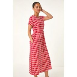 Roman Petite Geometric Spot Pocket Midi Dress 8 female