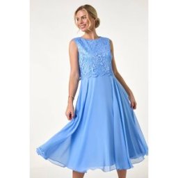 Roman Petite Lace Overlay Midi Dress 8 female