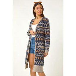 Roman Patterned Belted Knit Cardigan S female