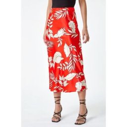 Dusk Floral Satin A-Line Midi Skirt 10 female