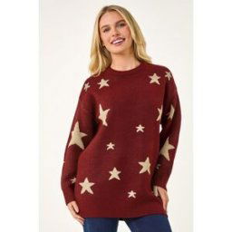 Roman Petite Metallic Star Knit Jumper 14 female