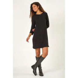 Roman Wave Textured Stretch A-Line Dress 16 female