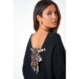 Roman One Size Animal Print Tie Back V-Neck Jumper one size female