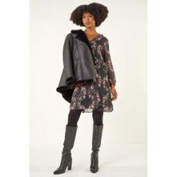 Roman Floral Frill A-Line Dress 10 female