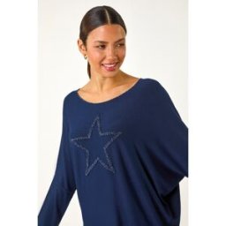 Roman Star Print Knitted Stretch Top S female