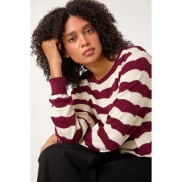 Roman Striped Scallop Cotton Blend Tie Jumper 12 female