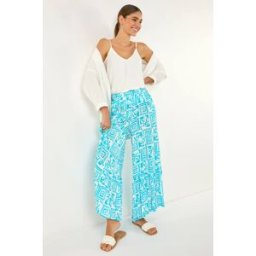 Roman Palm Tile Print Tiered Palazzo Trouser S female