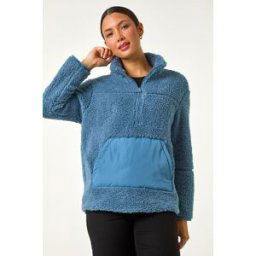 Roman Funnel Neck Half Zip Fleece Jacket 20 female