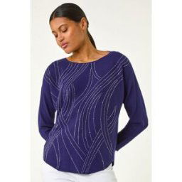 Roman Swirl Embellished Knit Jumper one size female