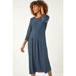 Roman Textured A-Line Stretch Midi Dress 12 female