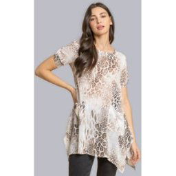 Roman Animal Print Hanky Hem Tunic Top S female