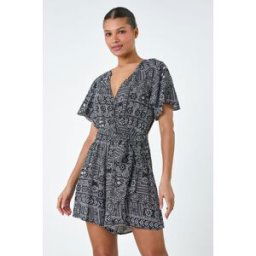 Lilly and Hope Aztec Print Wrap Wrap Playsuit 18 female