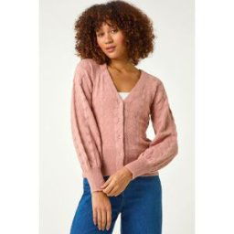 Roman Pointelle Detail Knit Cardigan S female