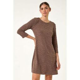 Roman Wave Textured Stretch A-Line Dress 10 female