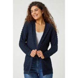 Roman Cotton Blend Waffle Knit Cardigan 20 female