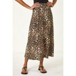 Roman Leopard Print A-Line Midi Skirt 18 female