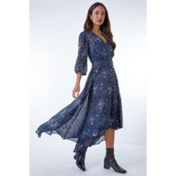 Roman Star Print High Low Hem Dress 10 female
