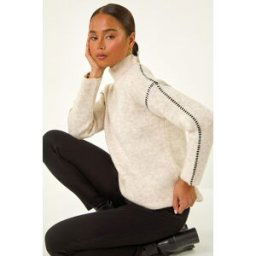 Roman Petite Contrast Stitch Knit Jumper 18 female