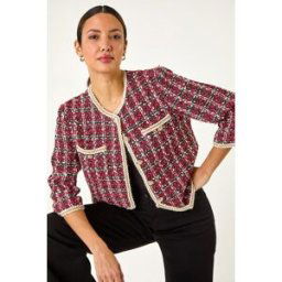 Roman Textured Check Pocket Jacket 18 female