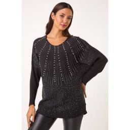 Roman Diamante Hotfix Sunray Top S female